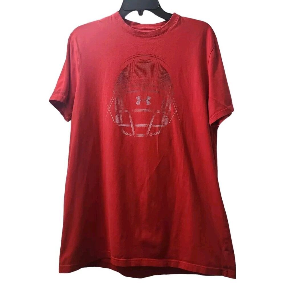 Under Armour Mens Size M Loose Graphic Football Shirt T-Shirt Shirt Red‎